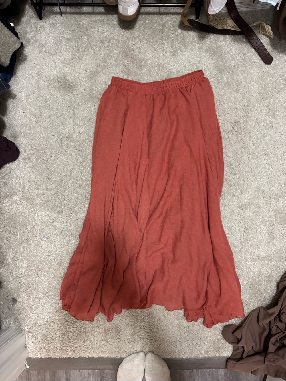 Women's Flowing Rust Maxi Skirt
